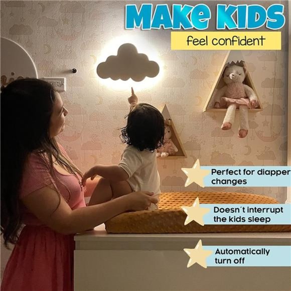Nursery Night Light - Rechargeable Cloud Led with Timer14.2" x 10.2" x 1.6" - Picture 3 of 7